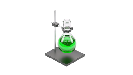 Laboratory Flask with Green Liquid in Scientific Experiment