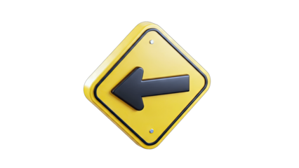 Left Turn Road Sign, Indicating Direction on White Background