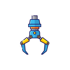 Obraz premium Cartoon Illustration of a Blue and Yellow Robotic Claw with Detailed Design.