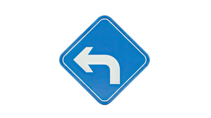 Left Turn Sign on White Background
