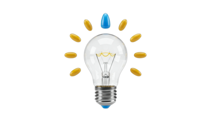 Light Bulb with Idea Concept on White Background
