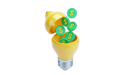 Lightbulb Idea with Money Falling Out - Financial Concept