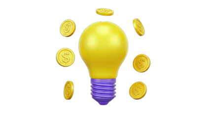Lightbulb with Dollar Coins: Generating Financial Ideas