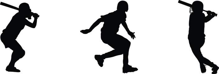 Baseball player silhouettes in different poses vector design, Sports action baseball silhouette collection