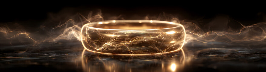 The stunning gold ring radiates a captivating aura of energy.