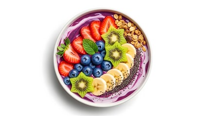 Smoothie Bowl with Fruits &ndash; Ultra Realistic Flatlay