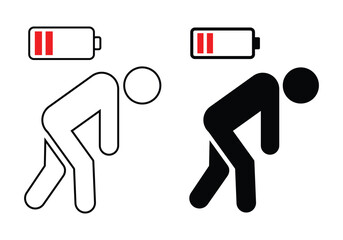 Two figures with low battery icons symbolizing exhaustion and low energy levels