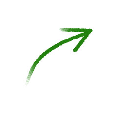 Green curve arrow icon symbol on transparent background.