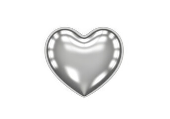 Silver metallic heart isolated object