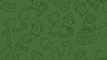 Green christmas pattern with holiday icons, perfect for backgrounds, wrapping paper, greeting cards, and seasonal designs. Festive and versatile. - Powered by Adobe