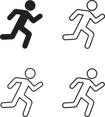 Isolated running icon, active running jogging fitness training sport symbol, dynamic running icon with clean minimal black outline for fitness wellness sports training branding