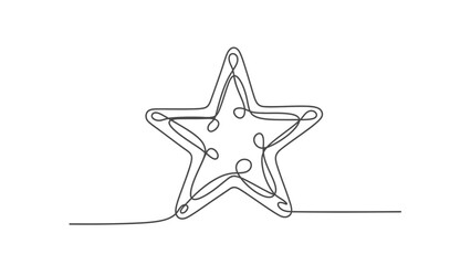 minimalist single line drawing of a star with swirls inside on a white background