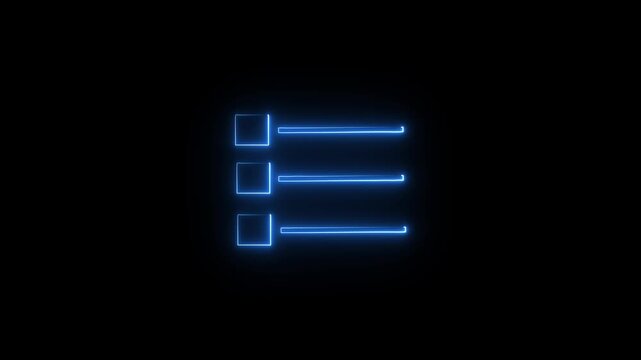 Glowing neon line Restaurant Cafe menu icon. Glowing neon rectangle and circle frame repeating animation. Neon menu button icon animation