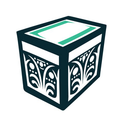 Stylized Decorative Box with Abstract Pattern Vector Illustration