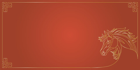 Happy Chinese New Year frame with text space on red background