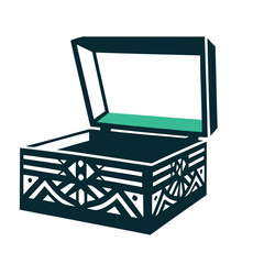 Ornate Open Decorative Box Vector Illustration with Geometric Pattern