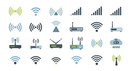 Collection of WiFi and Router Icons for Wireless Connectivity.