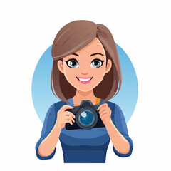 Smiling Woman Holding a Digital Camera as a Hobby Photographer