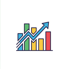 Colorful Bar Graph with Upward Trending Arrow, Representing Growth and Positive Progress.
