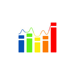 Colorful Bar Graph with Rising Trend Line, Representing Growth and Data.