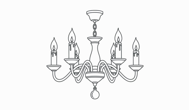 Elegant sketch of a chandelier black and white