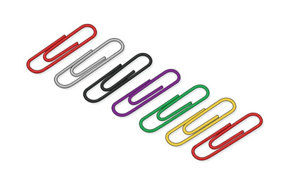 Obraz premium Colorful paper clips in a row on a, arranged diagonally