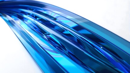 Layered translucent blades bending into an arc, metallic blue sheen