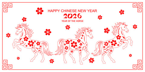 Chinese New Year banner with horse design for Chinese New Year celebration