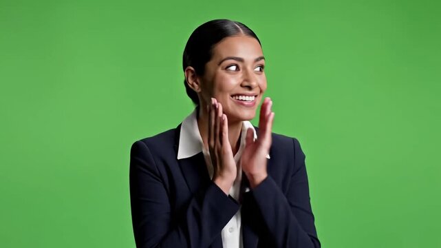 Foggy lake reflections with subtle ripple effects with fascinated and impressed business man effect green screen style featuring