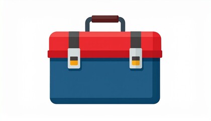 Red and Blue Toolbox Illustration for Repair, DIY, and Home Maintenance Projects