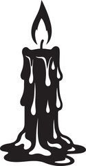 Black and white of a dripping candle with a flame on dripping wax