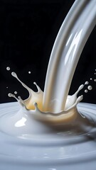 Realistic creamy milk splash crown formation