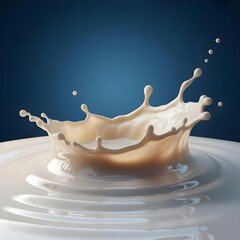 Realistic creamy milk splash crown formation