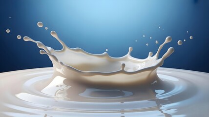 Realistic creamy milk splash crown formation