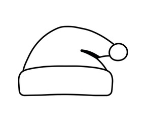 Santa Claus Hat Line Icon for Christmas Accessory Cartoon Vector Illustration