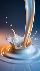 Realistic creamy milk splash crown formation