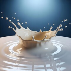 Realistic creamy milk splash crown formation