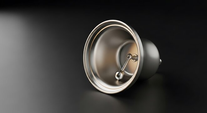 Close-up of a shiny metal megaphone on a dark background