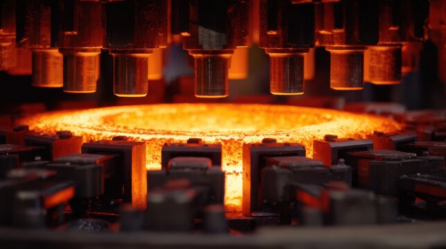 Induction ladle preheating captured in medium shot focusing on electromagnetic coils generating heat for rapid and precise temperature control.