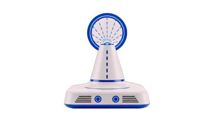 Modern Air Purifier with Blue Accents on White Background