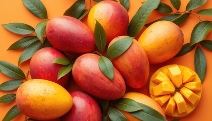 Vibrant Mango Harvest Display for Tropical Content, Food Blogs, and Summer Themes