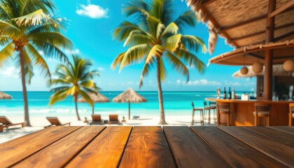 A Rustic Wooden Surface for Your Tropical Paradise Presentation and Event Showcase