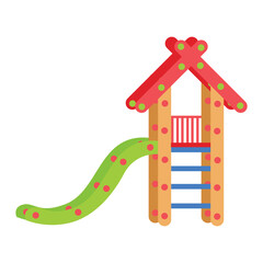 Colorful children's slide for a playground. Active children's entertainment and sports. Vector illustration on a white background.