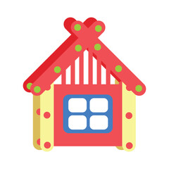 Colorful playhouse for a children's playground. Vector illustration on a white background.