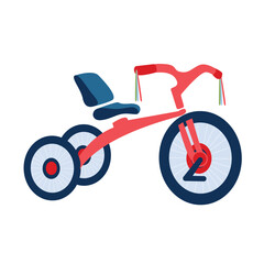 Colorful children's tricycle. Active children's activities and sports. Vector illustration on a white background.