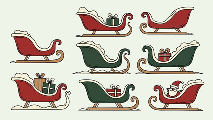 Holiday Sleighs: An array of vibrant sleighs loaded with gifts, evoke a sense of festive anticipation and joy for the holiday season. 