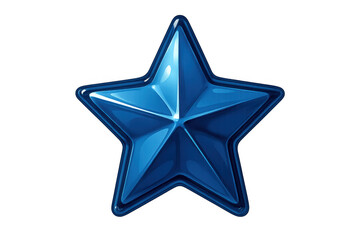Obraz premium Blue star icon design creating a glossy, shiny, and metallic symbol of quality, rating, and excellence with transparent background