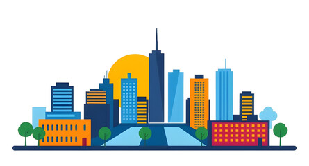 Obraz premium urbanity, megacity, citylineart, skylineicon, cityoutline, buildingicon, highrise, tower, block, apartment, office, businessdistrict, cbd, financialdistrict, citygrid, streetscape, rooftops, cityblock