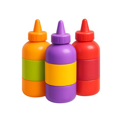 Vibrant collection of colorful squeeze bottles for various condiments or craft projects