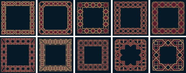 Decorative Morrice Lattice Frame Set with Intricate Patterns and Borders